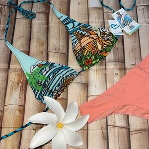 New with tag. Rip Curl Heather Brown String Bikini Siren Surf Sisters Top